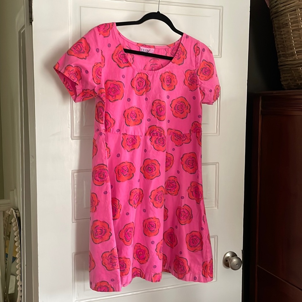 Vintage, hot pink floral, baby doll dress